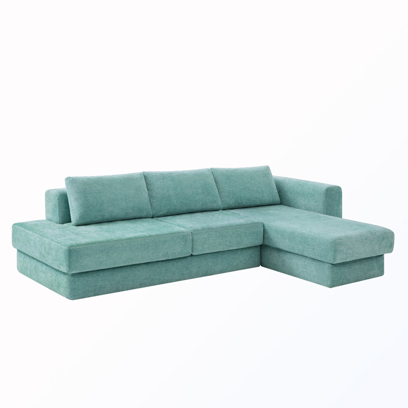 Canapé modulaire en L avec coussins doubles, Teal Chenille