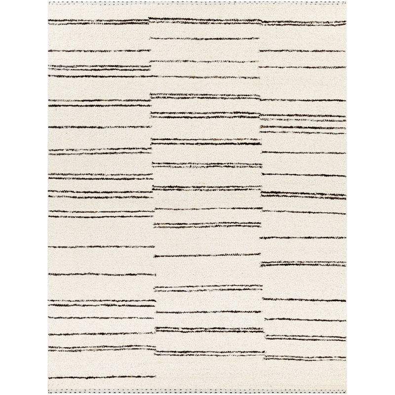 Alexuss Mae Striped Handmade Flatweave Wool Gray/Cream Area Rug, Rectangle 10' x 14'