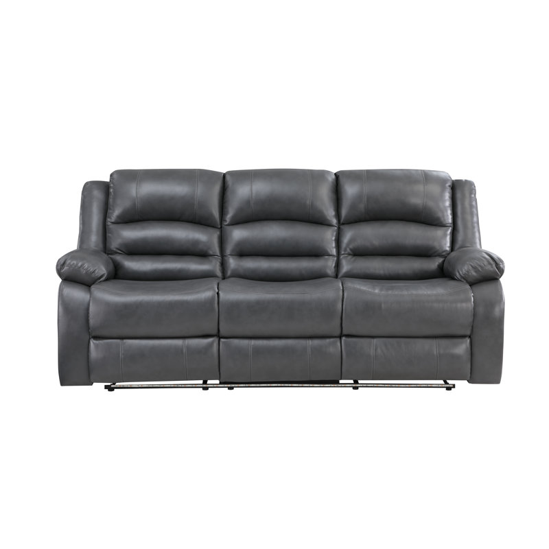 82 " Faux Leather Sofa, Gray Faux Leather
