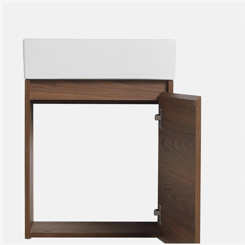 Petit meuble-lavabo flottant de 18 pouces avec lavabo simple, adapté aux petites salles de bain