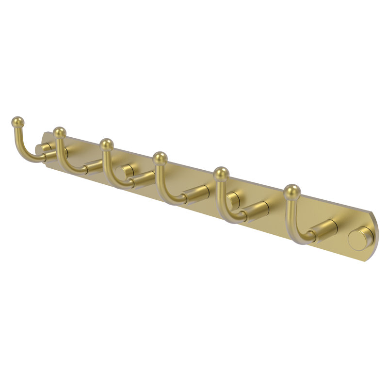 Skyline 6 Position Wall Mounted Hook Rack, Satin Brass