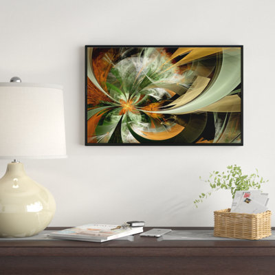 «Symmetric Orange Green Fractal Flower», reproduction d'impression sur toile tendue