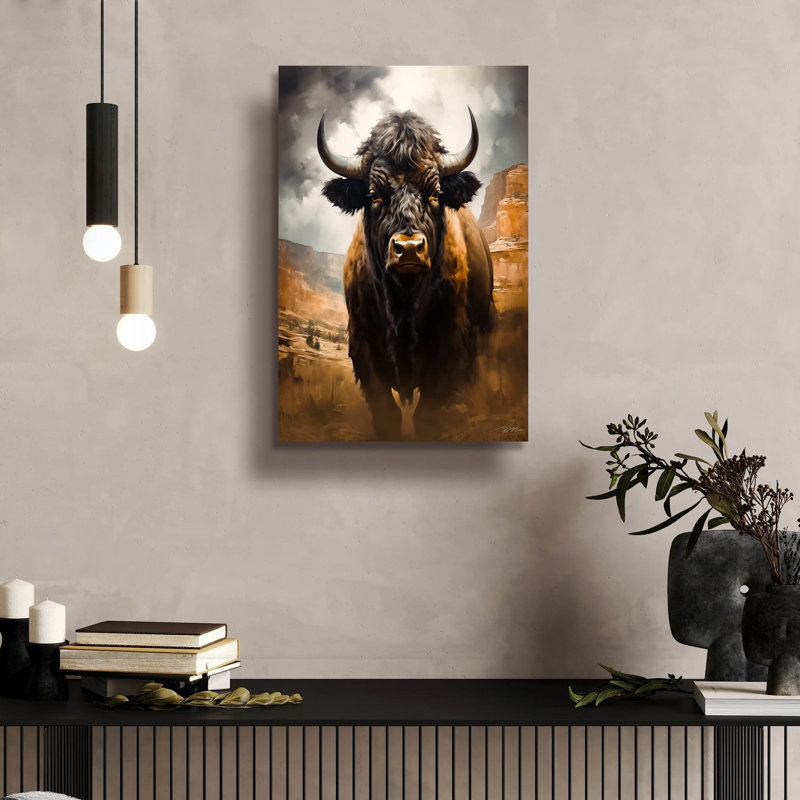 Art mural en verre «Buffalo» par Momart, H 16 po x l 12 po x P 0,13 po