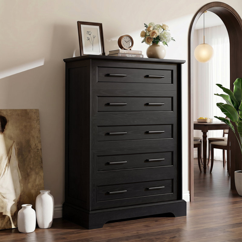 Commode à 5 tiroirs de 31 po, commode de rangement verticale pour chambre à coucher, commode de haute qualité pour le salon, couloir, garde-robe