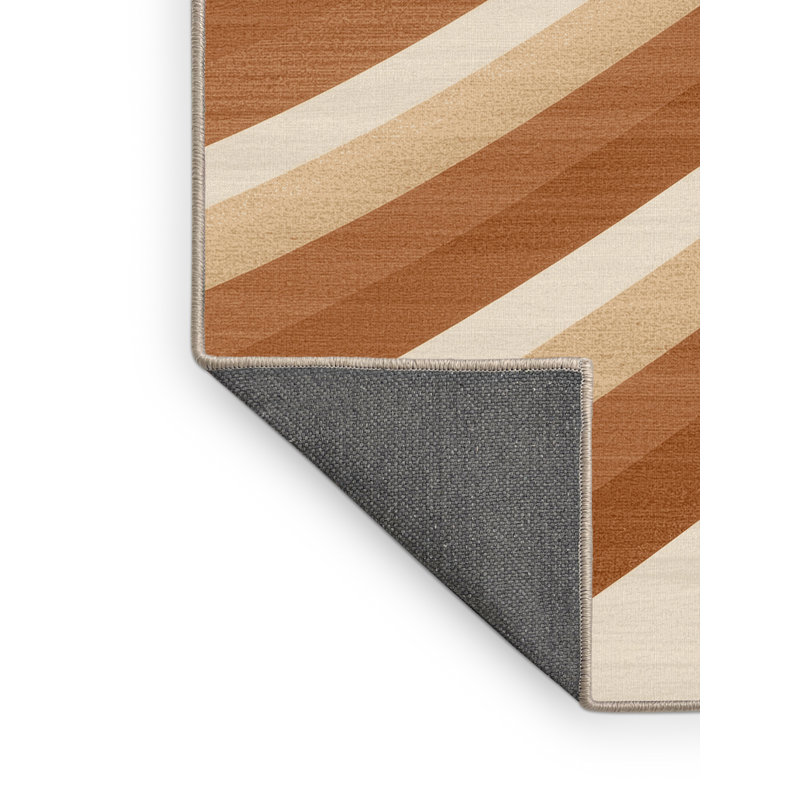 Tapis doux et moelleux à rayures modernes et contemporaines à motif de sauts beiges Ellinger, 7 x 9