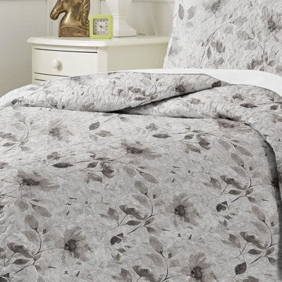 Pointehaven Night Garden Cotton Percale 3 pc Quilt Set, King/California King
