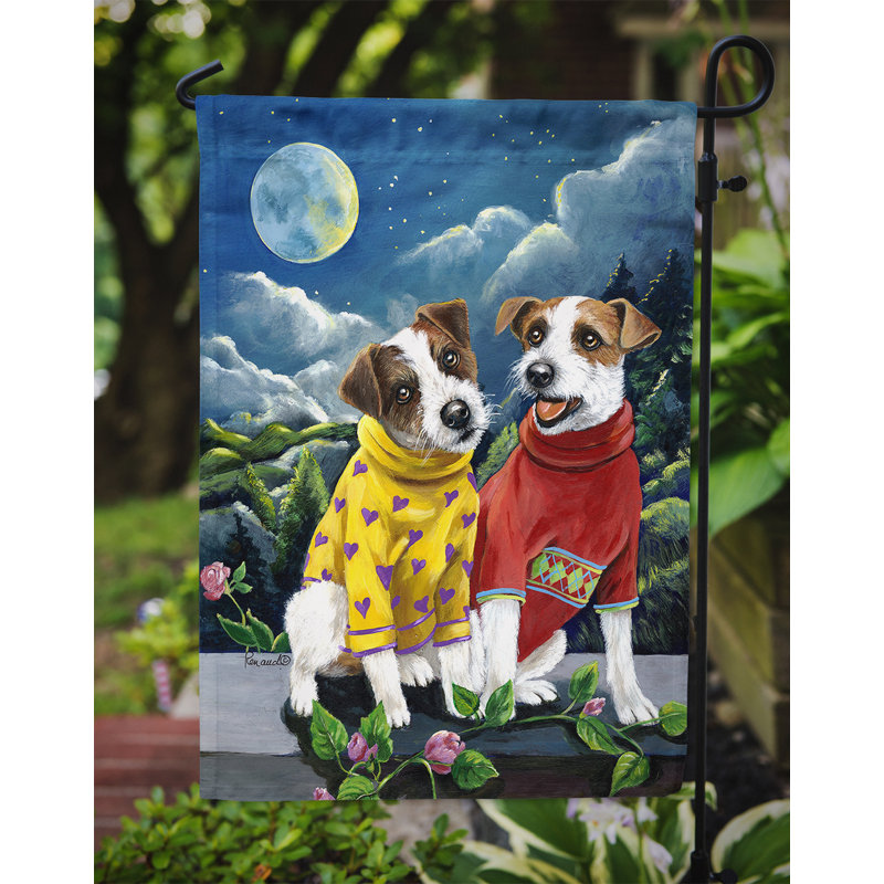 Drapeau de jardin en polyester à 2 côtés Graziello Bichon Frise Do It Better 1 x 0,11 pi, Jack Russell terrier phase lunaire