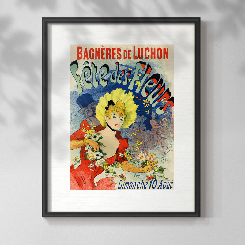 Fête des fleurs, reproduction encadrée - bois massif, Noir, noir, noir, noir, H 21 po x l 17 po