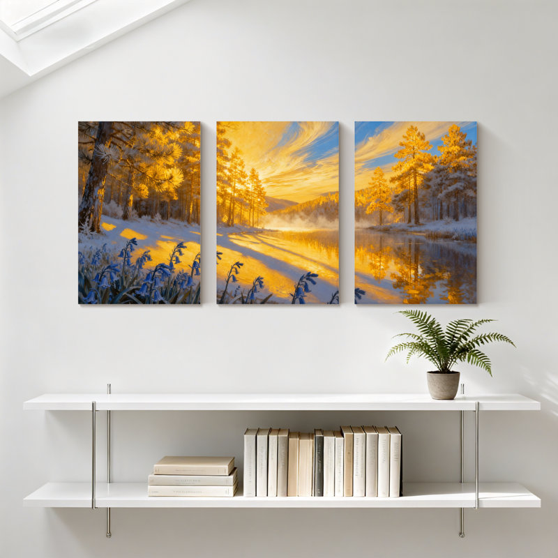 Hiver forêt Golden Sunrise, H 30 po x l 60 po