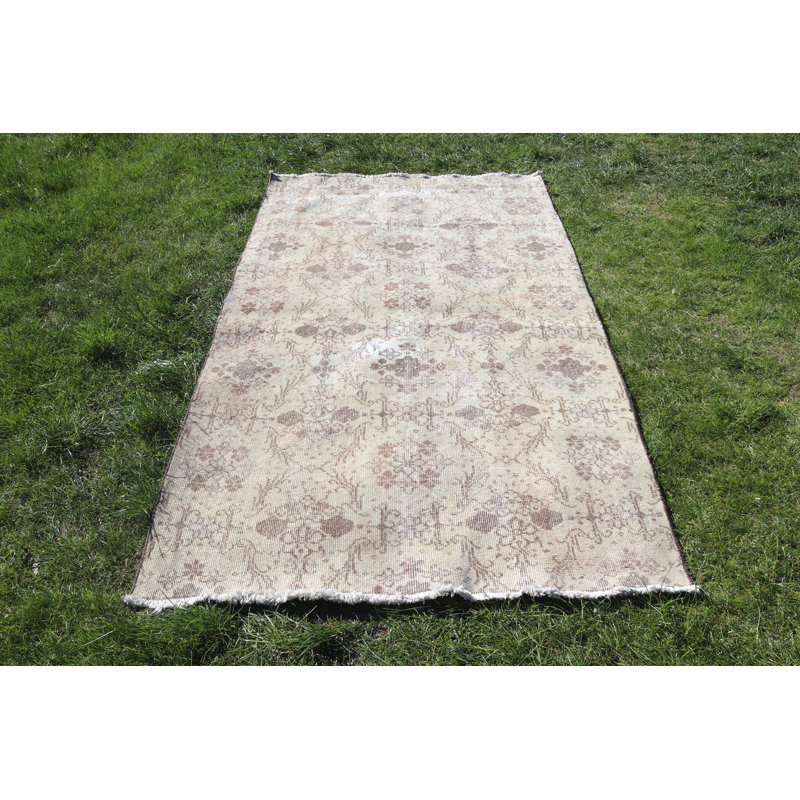 Tapis bohémien authentique de style turc vintage délavé Oushak pour la salle à manger