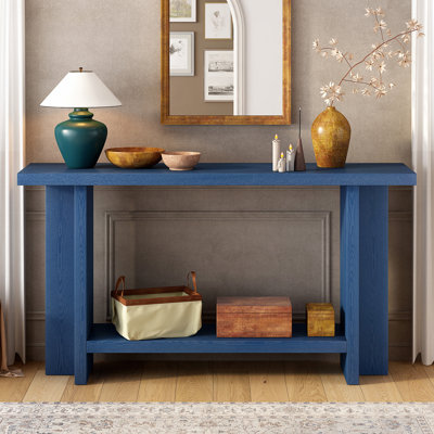 60''Console Table With Ash Veneer, Minimalist Entryway Table With T-Shaped Legs And Holds Up To 120Lbs, Sofa Table With Large Display Top And Bottom Shelf , For Living Room, Hallway, Foyer