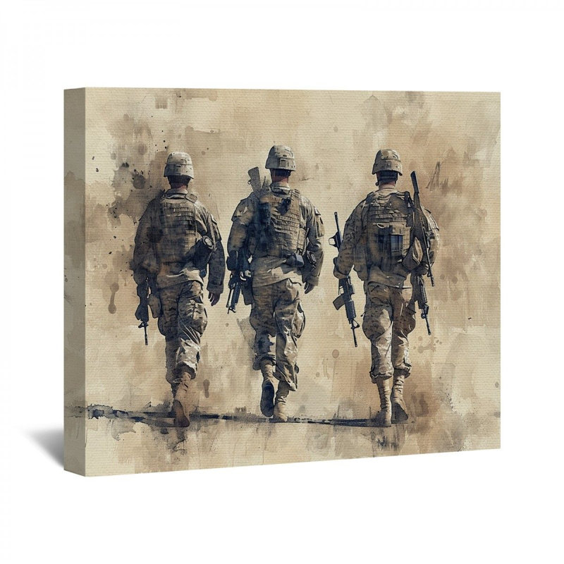 Militaires, impression sur toile encadrée, H 11 po x l 14 po x P 3 po