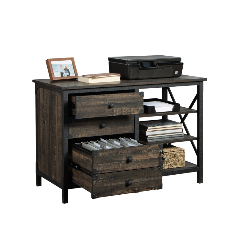 Crédence avec tablettes réglables, finition chêne foncé