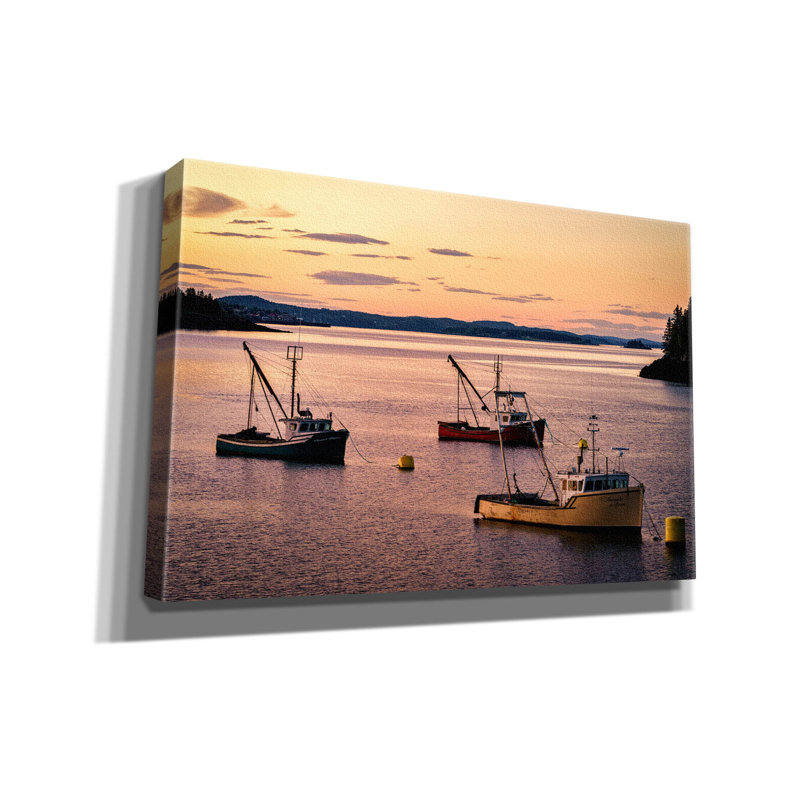 «Twilight In The Harbor» par Rick Berk, art mural sur toile, H 12 po x l 18 po x P 0,75 po