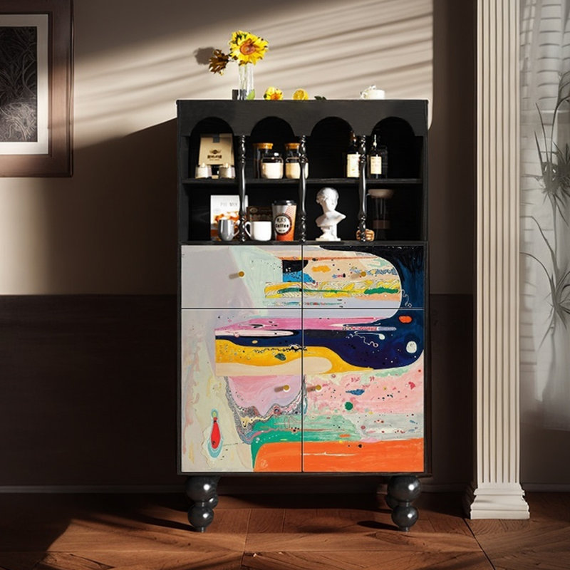 Modern abstract art multi-purpose accent cabinet