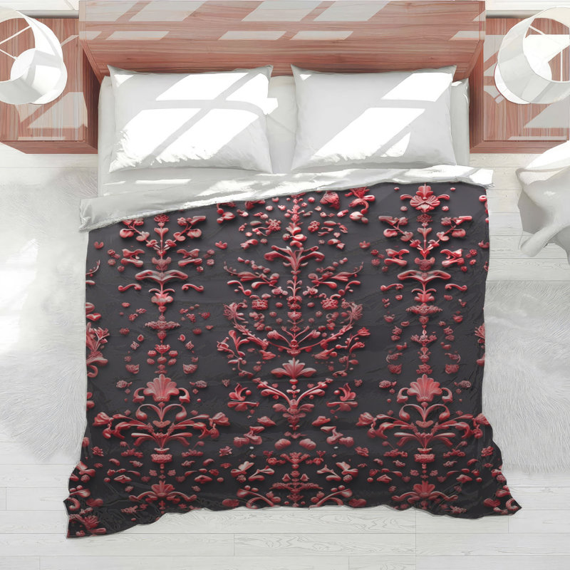 Édredon rouge orné de fleurs, Twin Extra Long