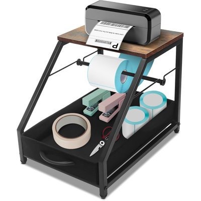 Thermal Printer Stand With Drawer,Rolls And Fan-Fold Labels