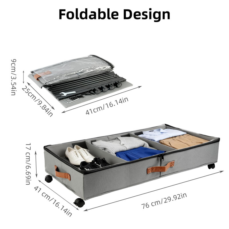 Beachcrest Home Fabric Underbed Storage