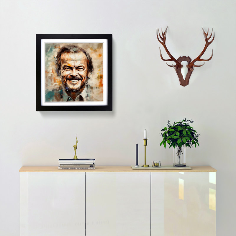 Jack Nicholson Impressionism - Single Picture Frame Print on Wood, Black