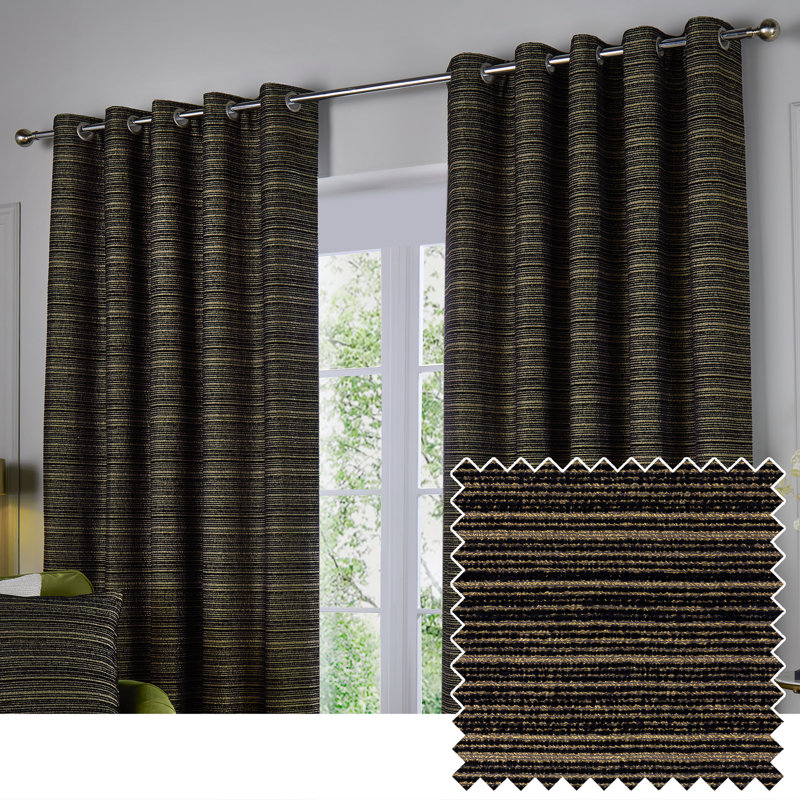 Jupiter Room Darkening Curtain Panel Pair, 229cm Width x 183cm Drop, Black