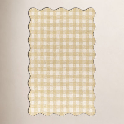 Lola Yellow Hand-Tufted Plaid Wool Rug