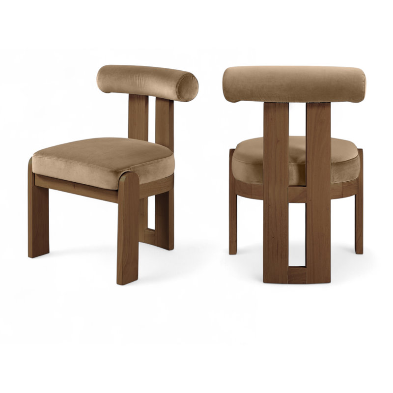 Chaise rembourrée Colchester, Noyer teinté, Velours beige