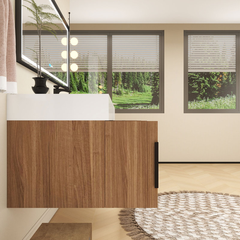 Jessica 60'' Wall-Mounted Single Bathroom Vanity, Wood