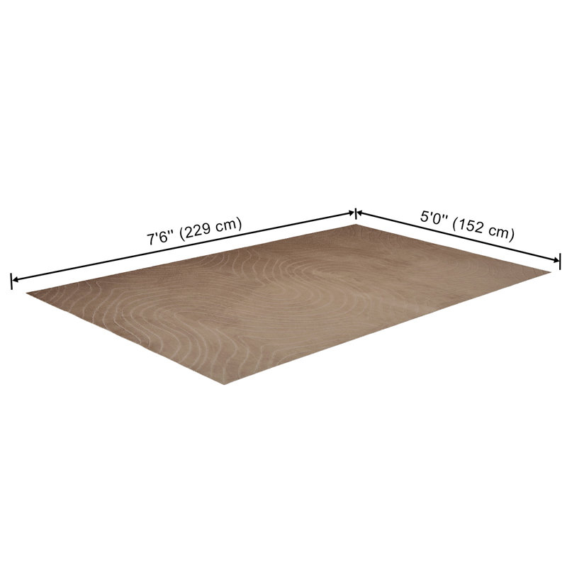 Tapis Somos lavable à la machine moderne, couleur taupe, Taupe, Rectangle 5 pi x 7 pi 6 po