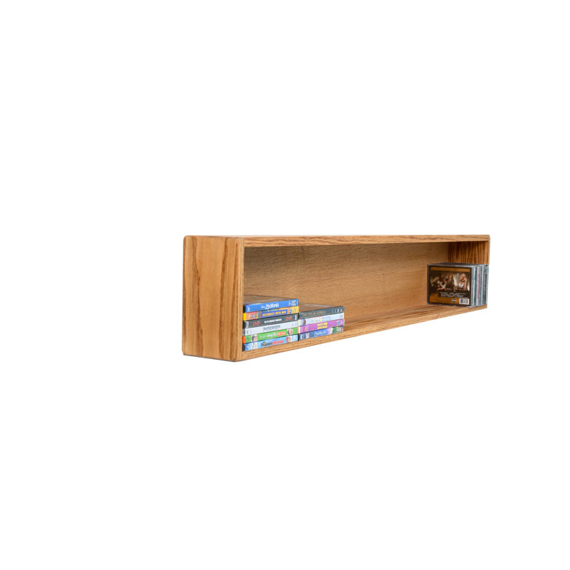 Shelf-Style Wooden CD/DVD/VHS Rack - 08 Series, Natural, 9.75" H x 52" W x 5.25" D