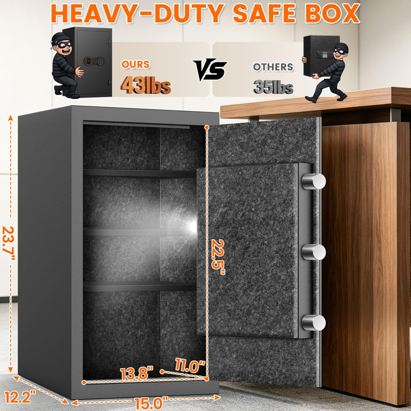 35-Min 1700°F Fire Proof Safe for Home Documents, 23.7