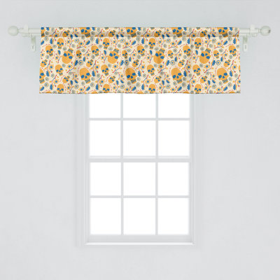 Ambesonne Skull Valance Pack of 2 Colorful Floral Gothic Item Earth Yellow Sea Blue -  val-2_88251_12x54