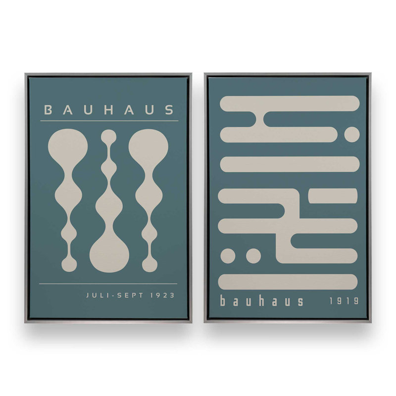 Ensemble rétro et rétro Bauhaus, Cadre flottant en chrome poli, H 19 po x l 26 po