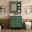 Ensemble de meuble-lavabo 30 po avec lavabo, armoire à miroir, 2 tiroirs + tiroir basculant, structure en bois massif, finition verte, autoportant