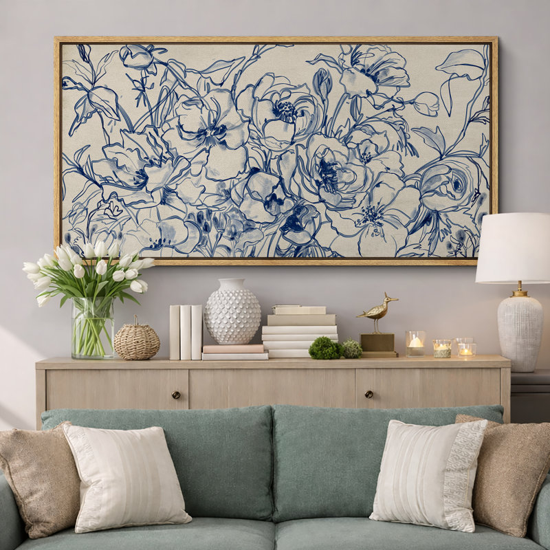 Reproduction d'art sur toile encadrée bleu marine, H 30 po x l 60 po, Naturel