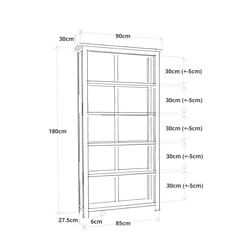 Nob Hill 180cm H x 90cm W Standard Bookcase
