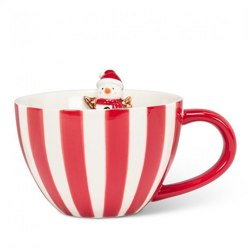 Grande tasse rayée avec bonhomme de neige