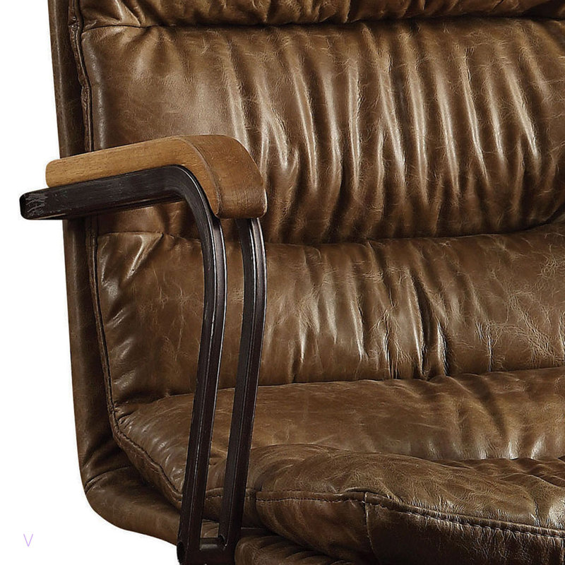 Will Swivel Leather Rolling Executive Office Chair, Whiskey