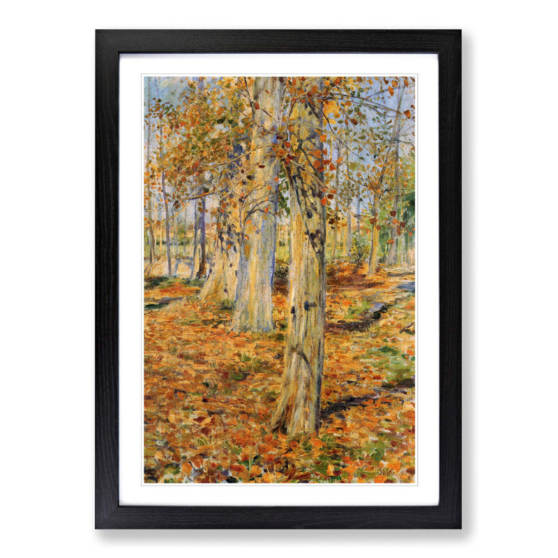 Autumn Forest by Kuroda Seiki - Single Picture Frame Painting, 63cm H x 45cm W x 2cm D, Black Framed