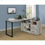 Bureau gris en L en bois flotté avec rangement