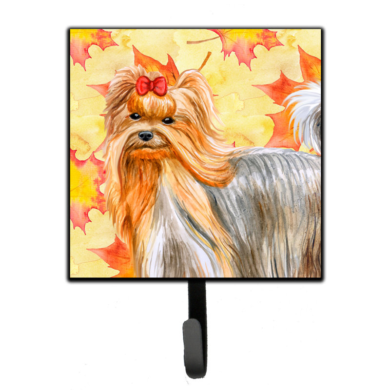 Organisateur de clés murales avec crochets clés partagée pei automne Eliane, Rouge / Bleu / Gris, Yorkshire Terrier