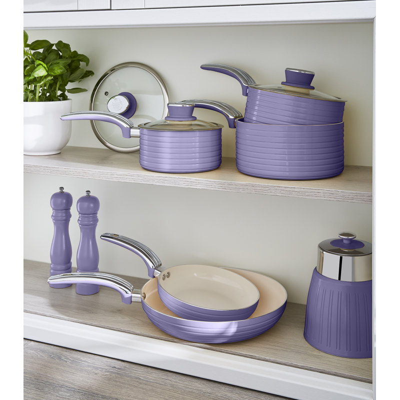 11 - Piece Non-Stick Stainless Steel Cookware Set, Purple