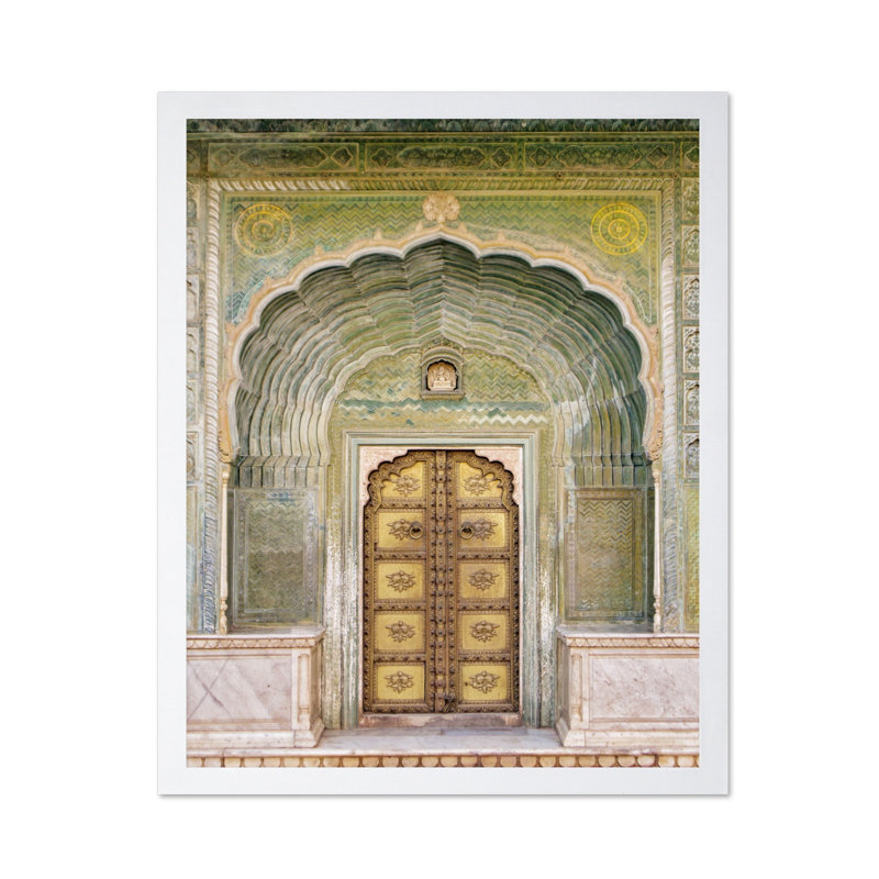 Porte du palais Jaipur, 08"H x 10"W, Poster, White Framed