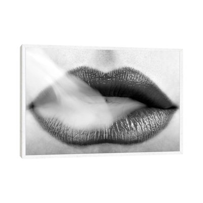 Black Lipstick And Blowing Smoke - Print on Canvas