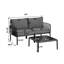 Ensemble de conversation pour patio 3 pièces, ensemble de mobilier modulaire d'extérieur moderne avec table basse carrée, coussin épais et imperméable pour porche, balcon, gris clair-1204103908
