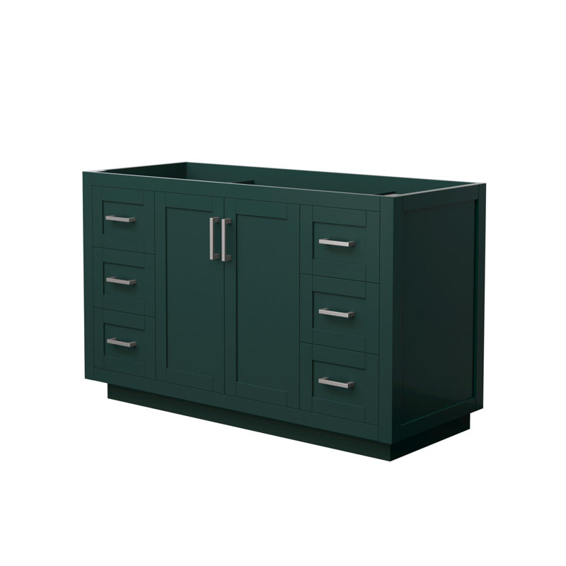 Base de meuble-lavabo simple autoportante de 53,25 po Miranda seulement, Vert / nickel brossé