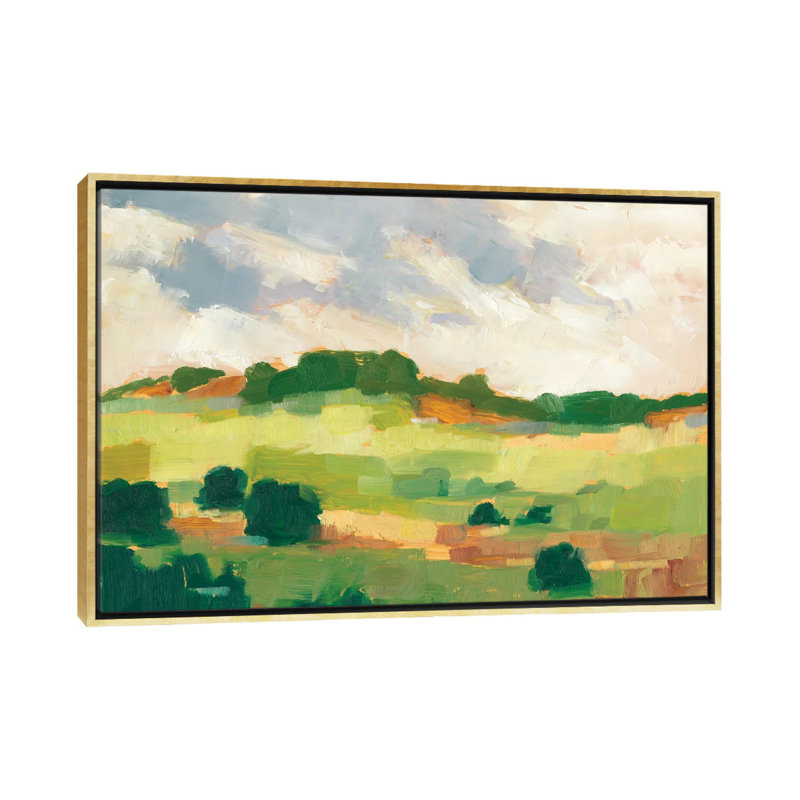 «Scattered Trees II» par Ethan Harper - reproduction d'art, Pas de tapis, H 40 po x l 60 po x 1,5 po, Toile encadrée d'or