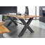 Iron Label Acacia Solid Wood Top Metal Base Dining Table-47530257-47530256