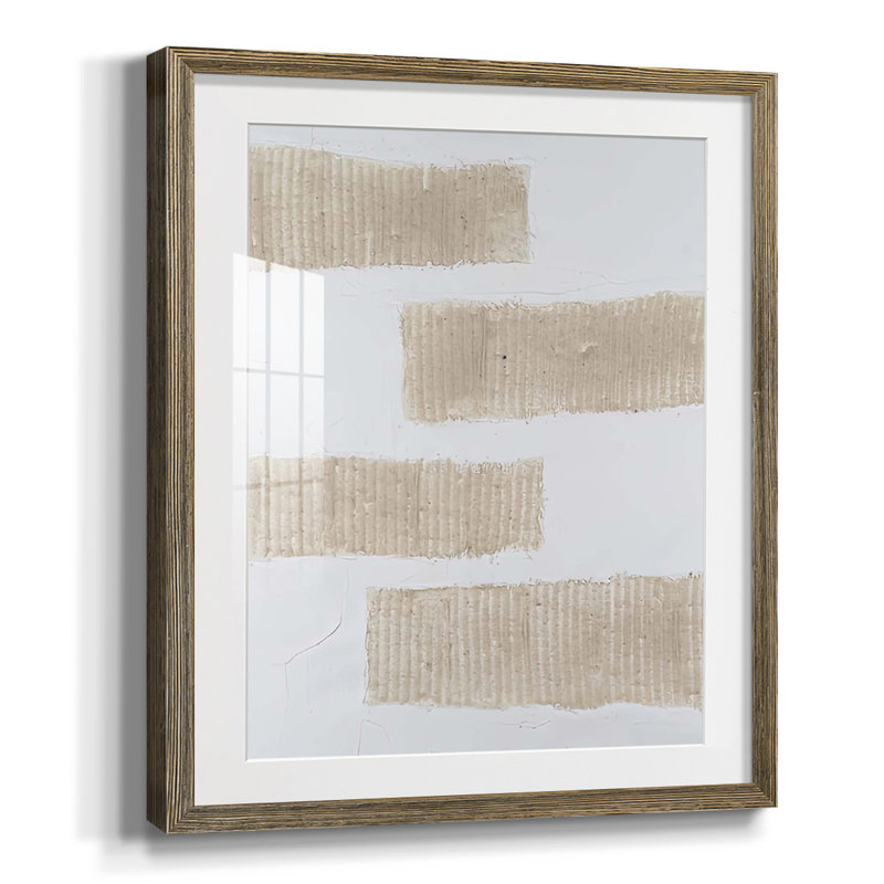 Textures écru II, Blanc, Papier avec cadre noyer