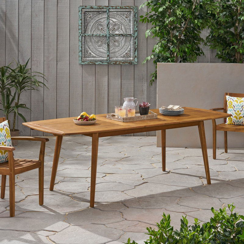Table de salle à manger d'extérieur extensible en bois d'acacia, Teck