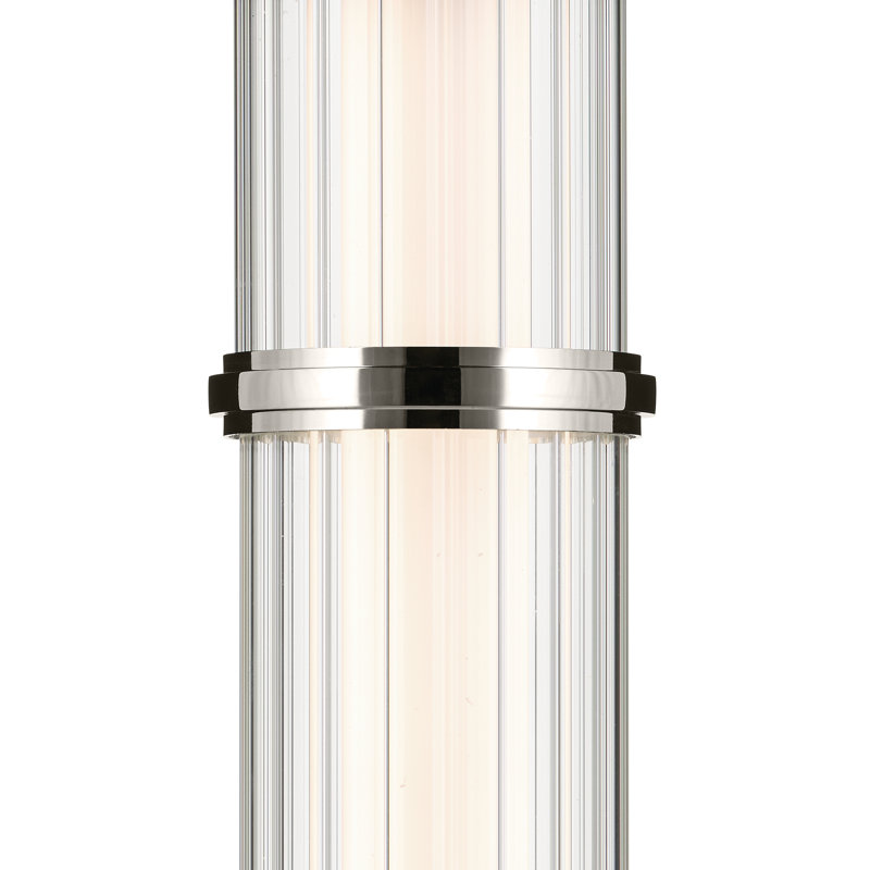15.5 Inch LED 1 Light Pendant with Clear Fluted Glass, Polished Nickel